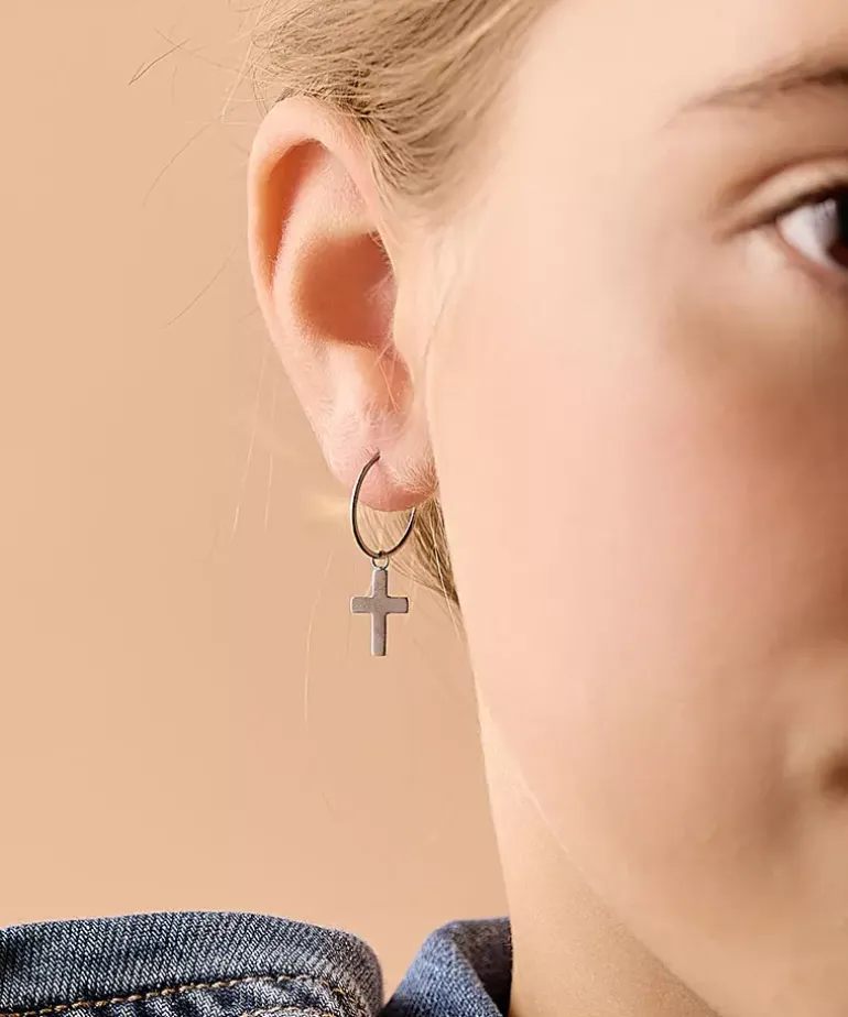 Ear Ring 14 mm, Pendant Cross